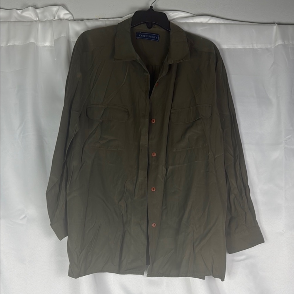 Karen Scott Green Lightweight Shirt Jacket